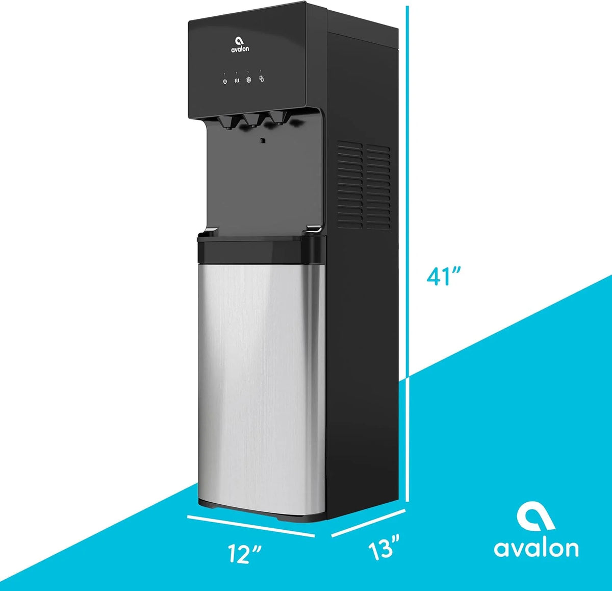 Avalon Bottom Loading Water Cooler Water Dispenser with BioGuard- 3 Temperature Settings - Hot, Cold & Room Water, Durable Stainless Steel Construction, Anti-Microbial Coating- UL Listed