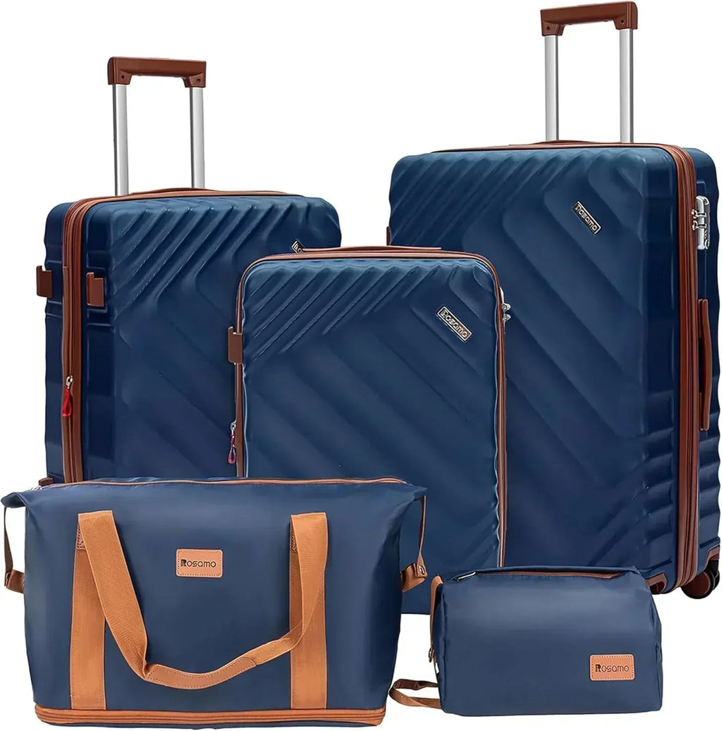5 piece luggage set expandable suitcase 22x14x9 aviation certified durable waterproof travel set
