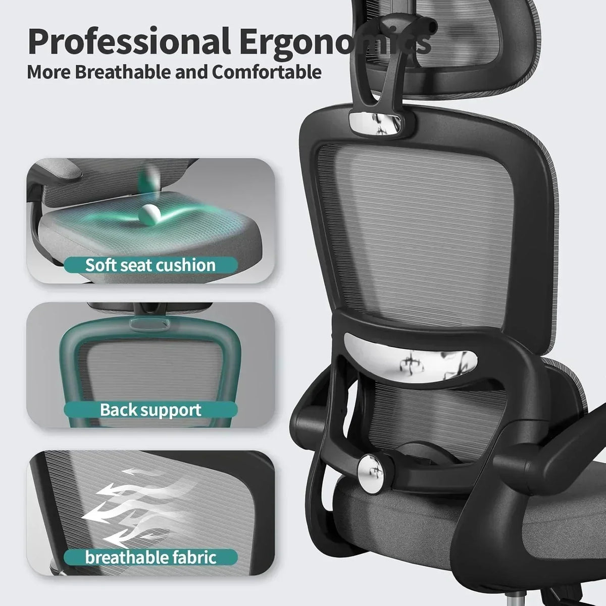 TRALT Office Chair Ergonomic Desk Chair 330 lbs Home Gaming Chair with Wheels