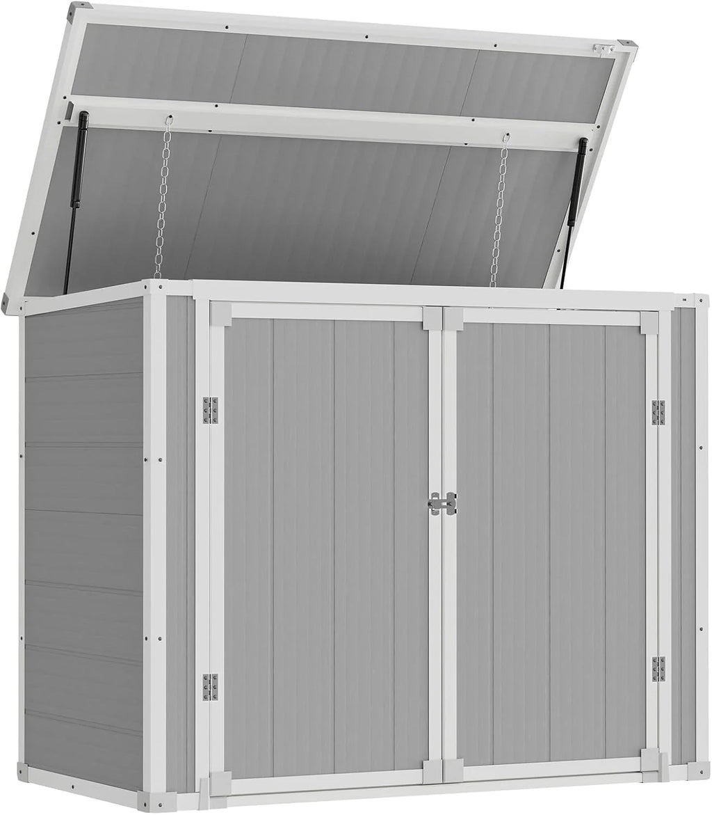 Amopatio 41 Cu Ft Horizontal Outdoor Storage Shed Resin Trash Can Storage Resin Shed