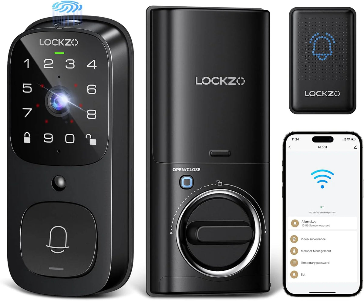 Video Smart Lock with Doorbell Keyless Entry Door Lock Built-in WiFi Camera Front Door Deadbolt Lock