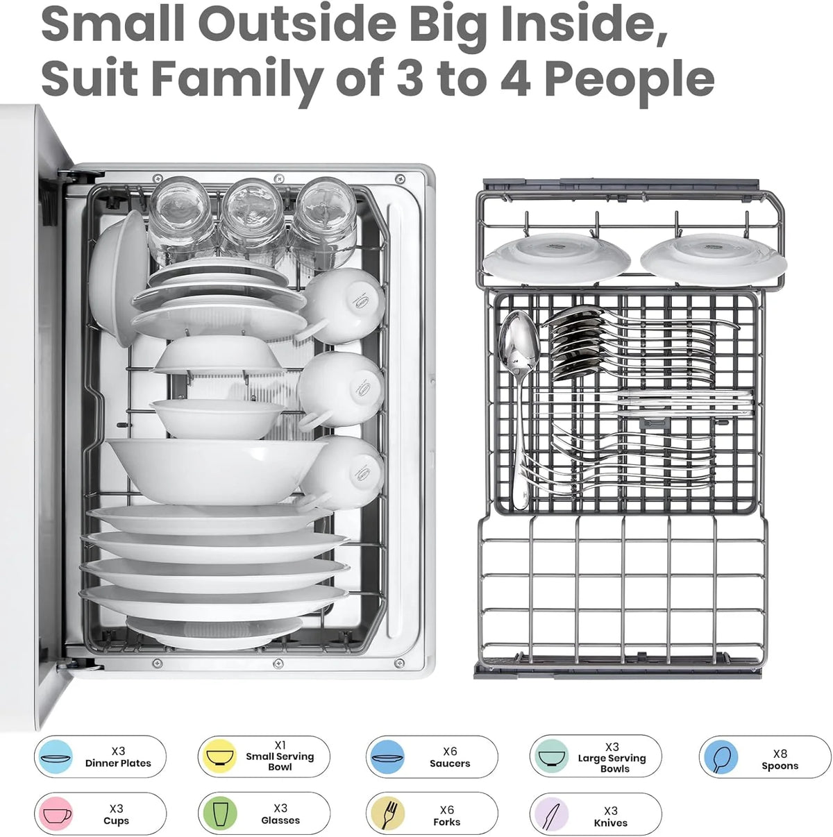 COMFEE' Portable Mini Dishwasher Countertop with 5L Built-in Water Tank