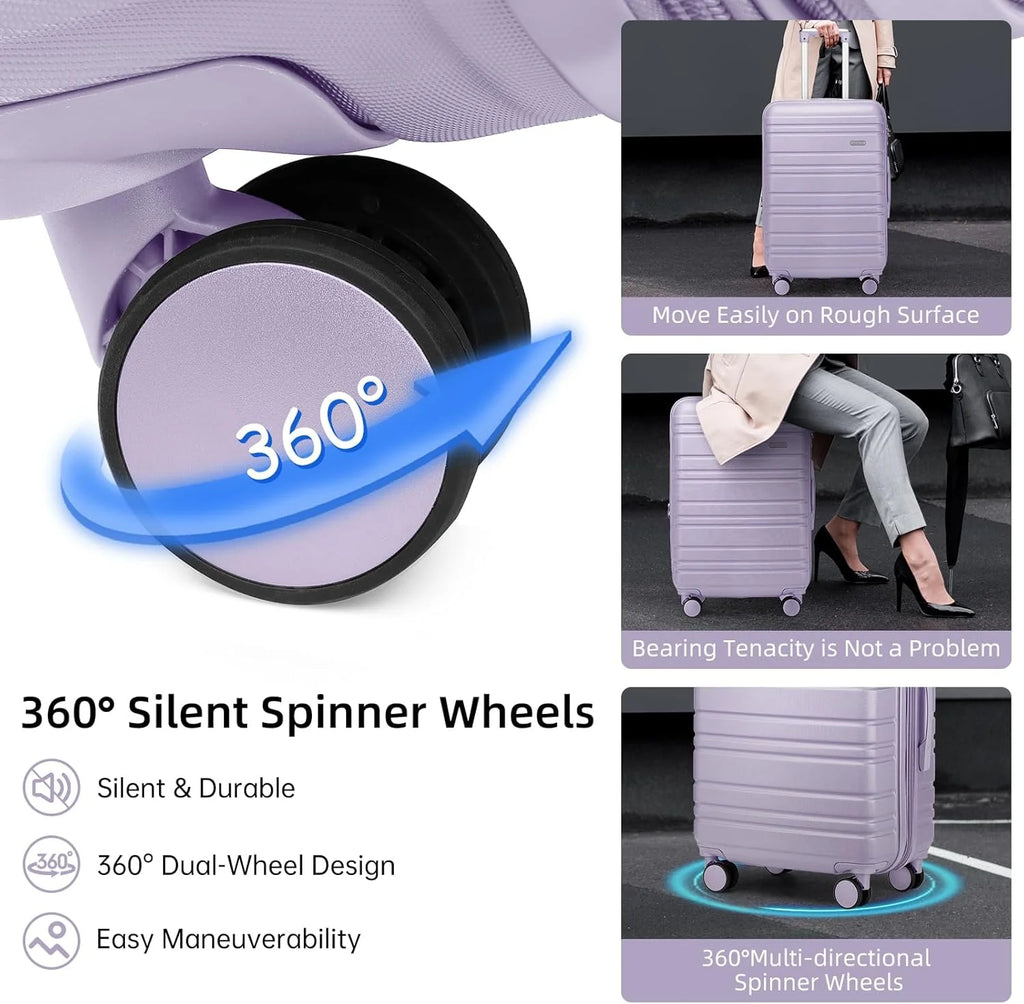 6-piece luggage set, expandable hardshell suitcase set with spinner wheels, lightweight rolling luggage set