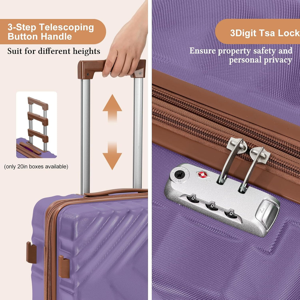 5 piece luggage set expandable suitcase 22x14x9 aviation certified durable waterproof travel set