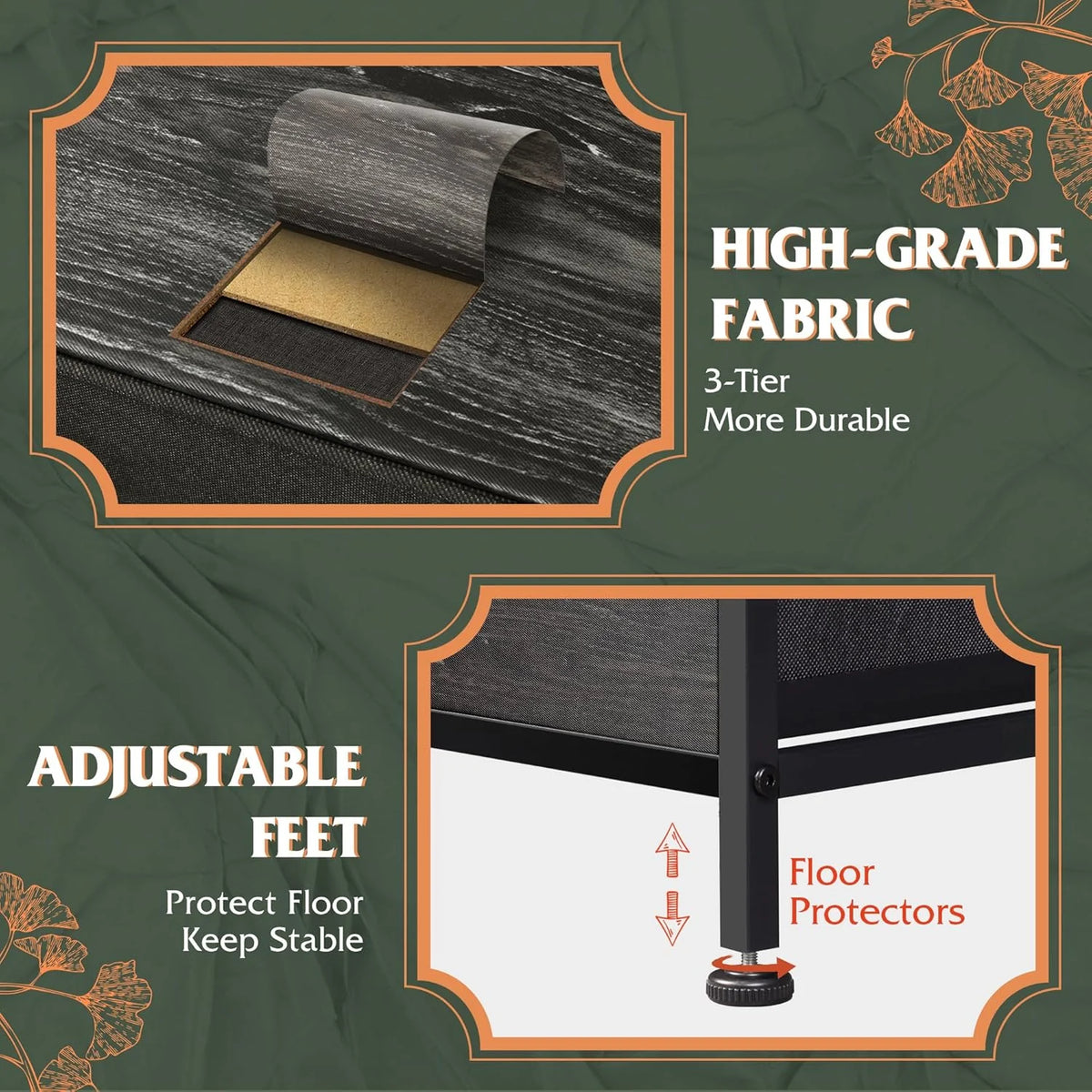 Storage Organizer Unit with 11 Fabric Bins, Storage Drawers Organizer with Steel Frame, Tall Storage Tower Organizaton