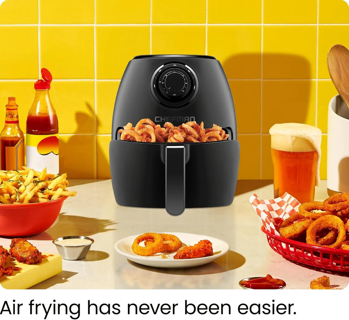 Chefman Compact 6.3-Quart Digital Air Fryer with Rotisserie, Dehydrator, and Convection Oven, 8 Touchscreen Presets