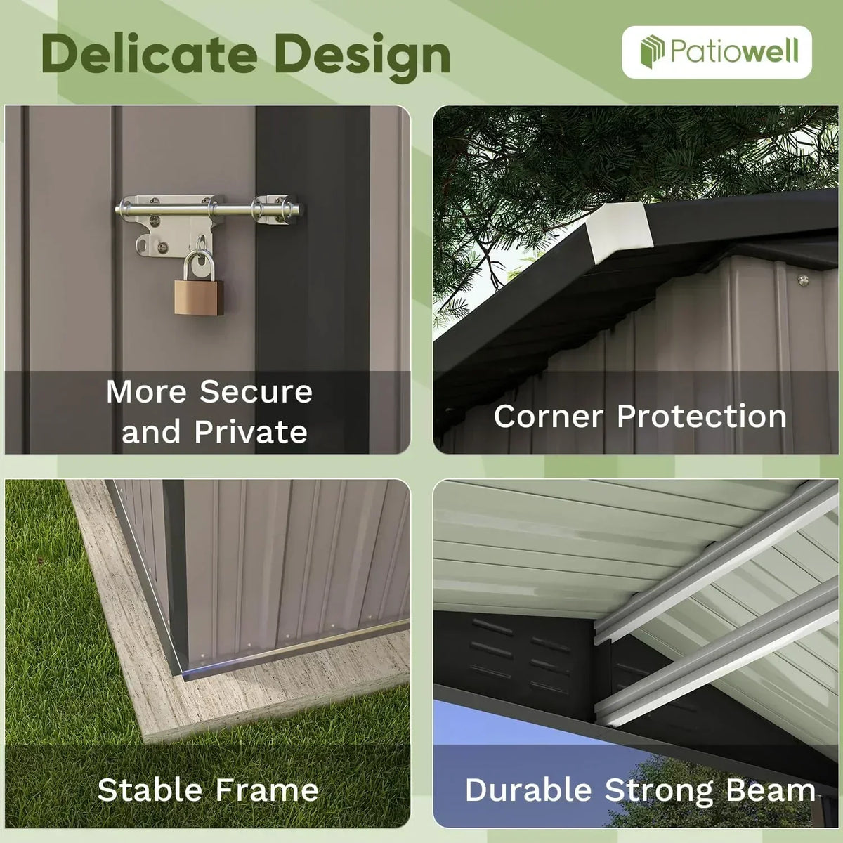 Patiowell 5x3 FT Outdoor Storage Shed Tool Shed with Sloping Roof and Lockable Door Metal Shed