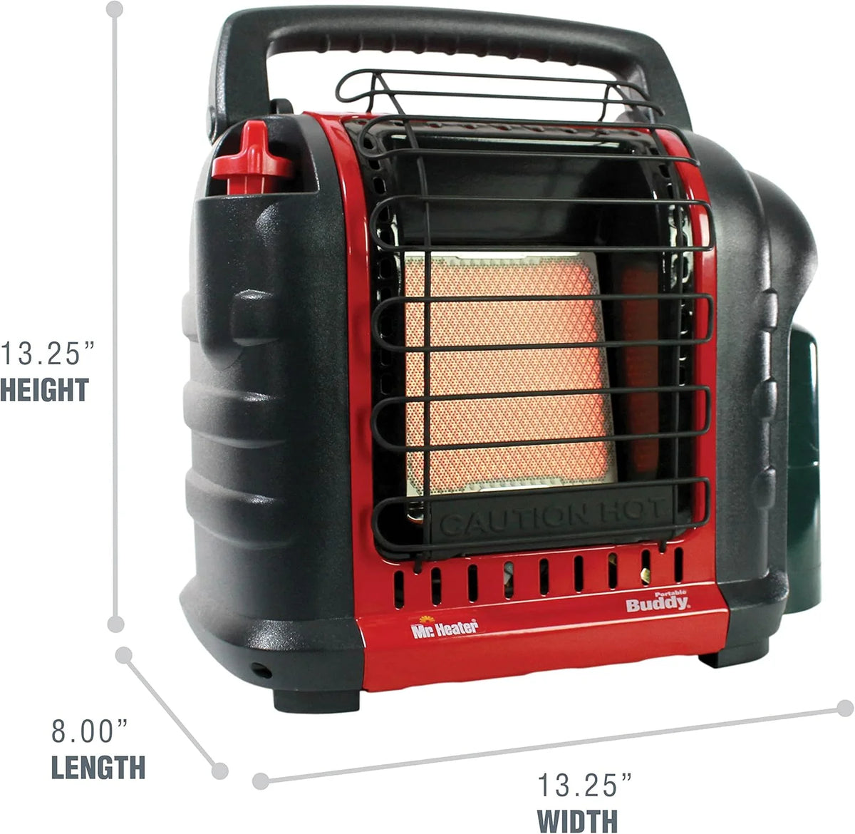 Portable Propane Radiant Heater, 4,000-9,000 BTU, for campers, workshops, patios, and more