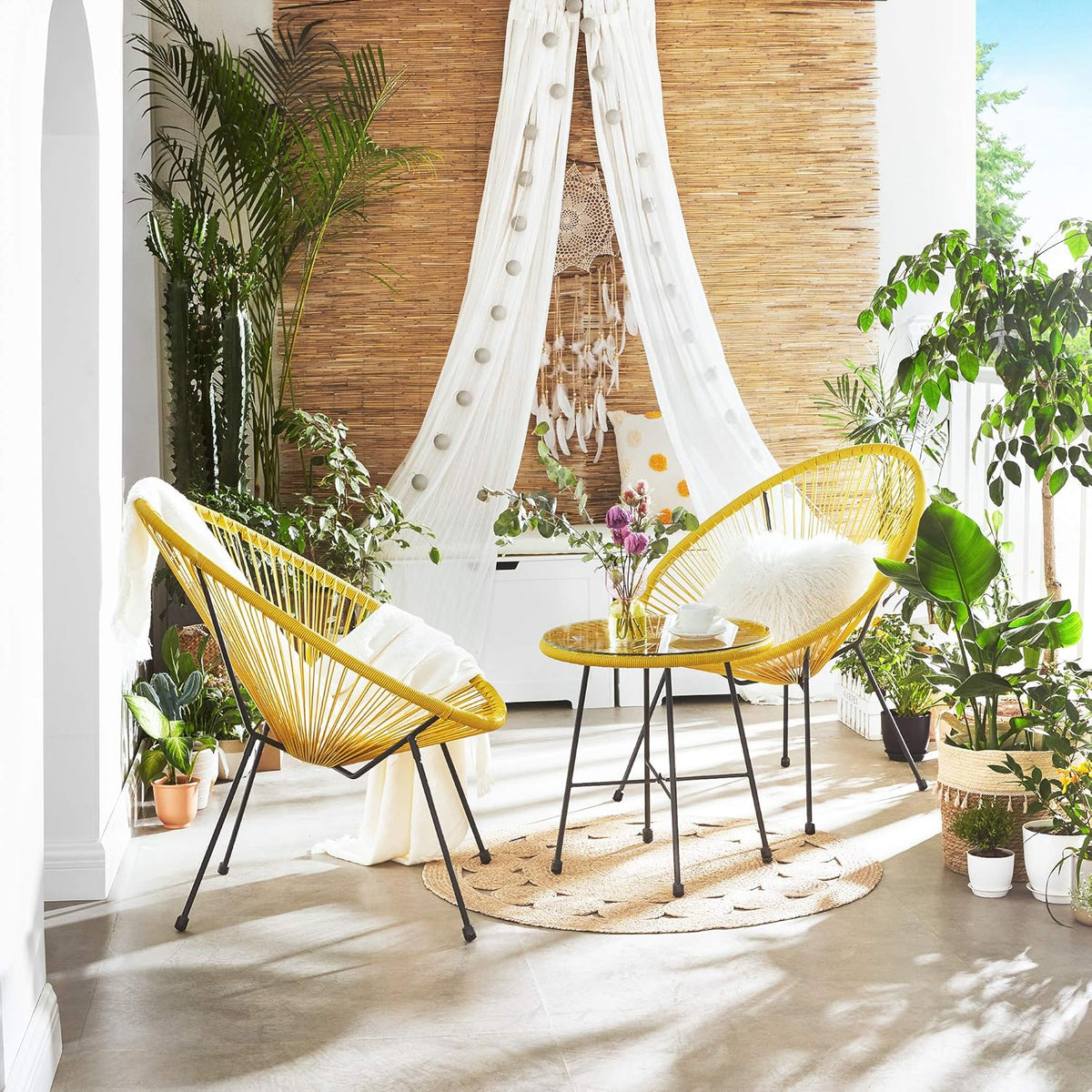 Outdoor Settee 2-Seat Garden Furniture with Backrest PE Rattan