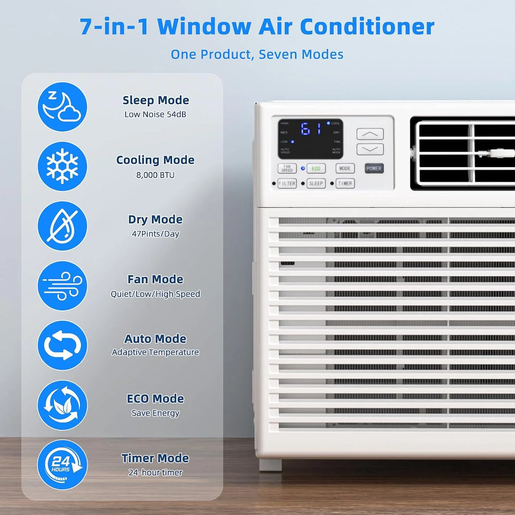 Antarctic Star 12,000 BTU U-Shaped Window Air Conditioner Unit Cools up to 550 Sq.Ft. with 6 Modes 24H Timer, Ultra Quiet Window AC Units