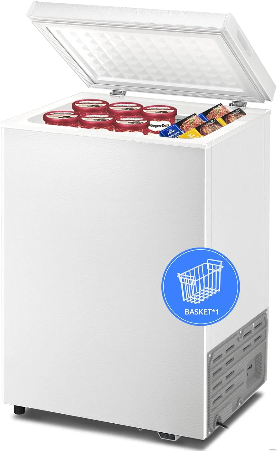 Kismile 3.5 Cubic Feet Chest Freezer Free Standing Top Open Door Compact Deep Freezer