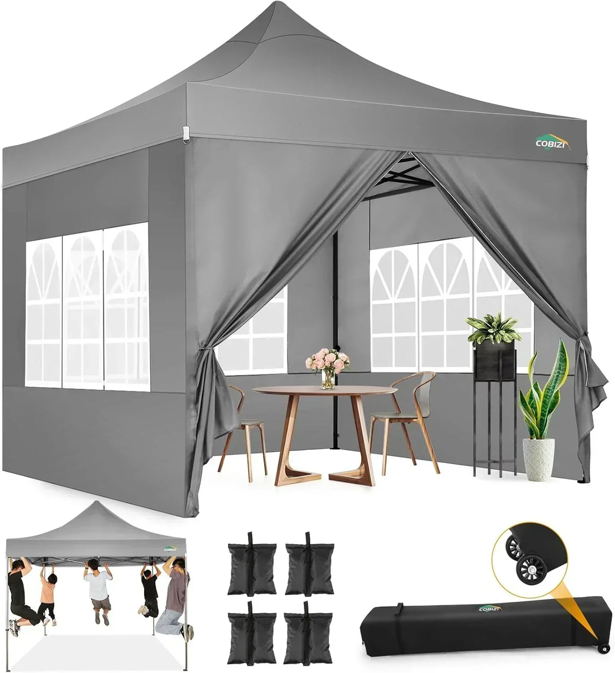 COBIZI 10x20 Heavy Duty Pop up Canopy Tent 6 sidewalls Commercial Canopy Wedding Party Tents
