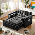 Pipishell 3 in 1 Convertible Sleeper Sofa Bed,Pull Out Couch for Living Room with USB Ports & Side Pockets,Adjustable Backrest,Velvet,Loveseat Sofa Bed,Futon Couches,Black