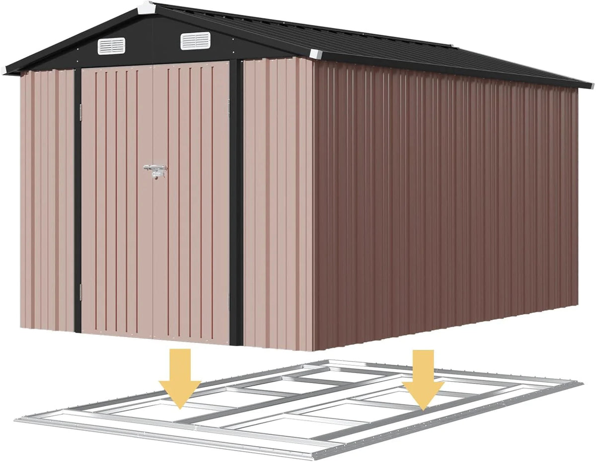 Aoxun 6.2x4 FT Shed Outdoor Storage Shed Metal Garden Shed Slooping Roof Tool Shed Bike Shed