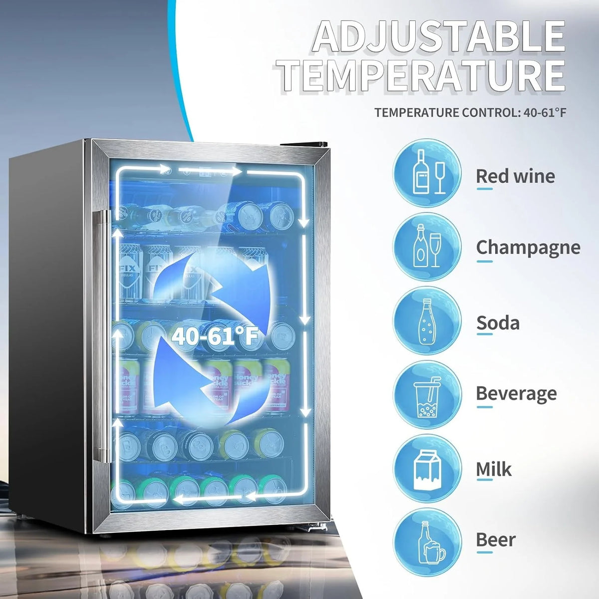 Antarctic Star Beverage Refrigerator Cooler 68 Can, Mini Fridge with Glass Door for Beer Drinks Wine,Freestanding Small Fridge with Electronic Temperature Control for Home and Bar,1.7 cu.ft