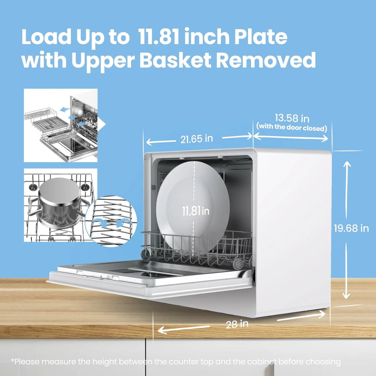 COMFEE' Portable Mini Dishwasher Countertop with 5L Built-in Water Tank