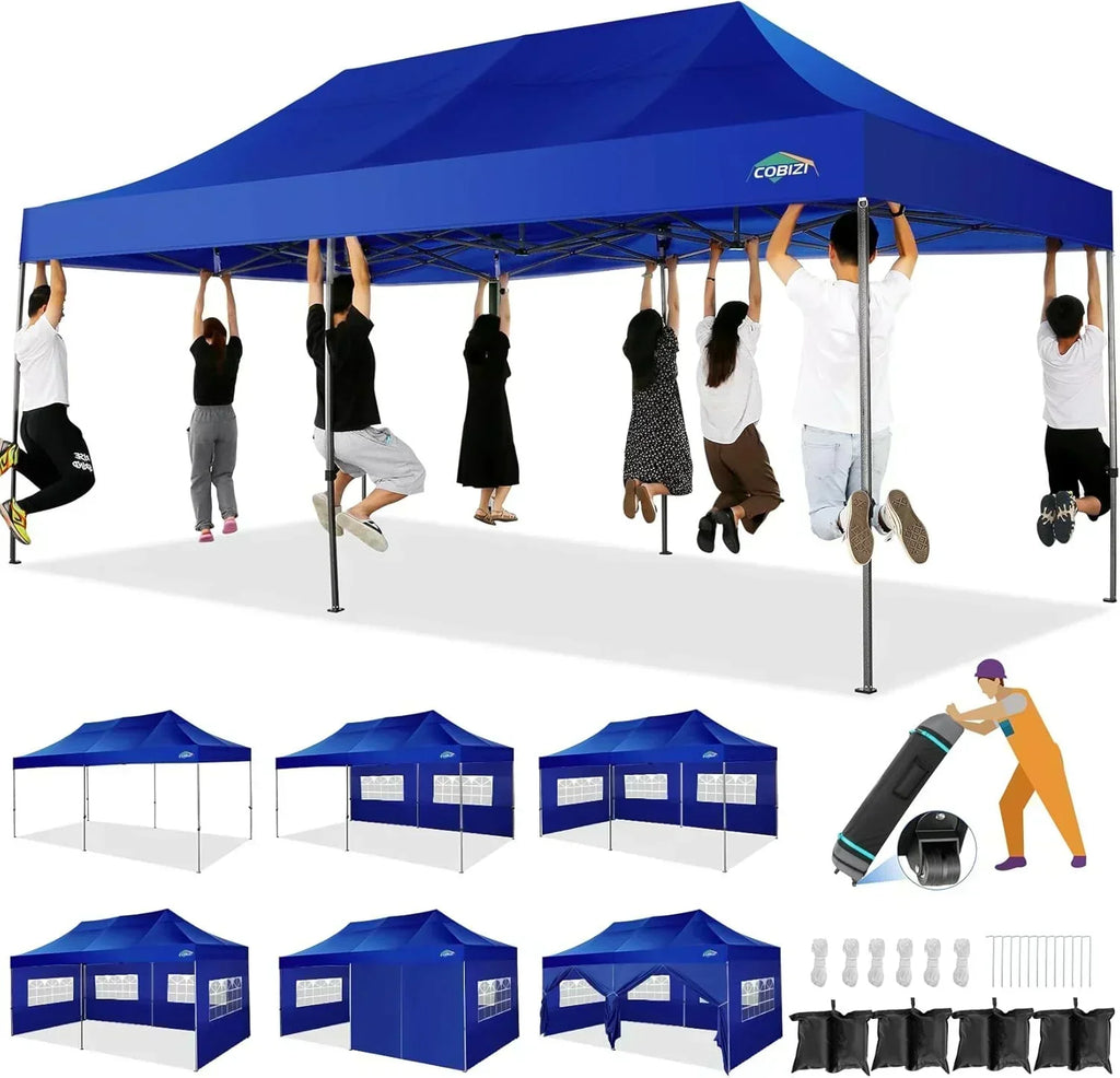 COBIZI 10x20 Heavy Duty Pop up Canopy Tent 6 sidewalls Commercial Canopy Wedding Party Tents