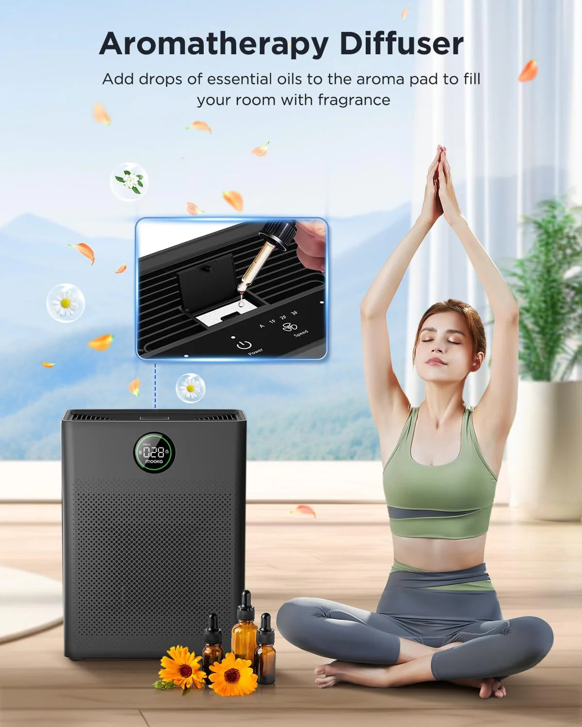 Air Purifiers for Home Large Room up to 2200sq.ft, MOOKA Air purifier for Home Pets with Washable Filter