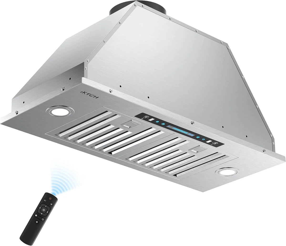 IKTCH 30 Built-in/Plug-in Range Hood 900 CFM, Ducted/Ductless Convertible Ducted, Stainless Steel Kitchen Range Hood
