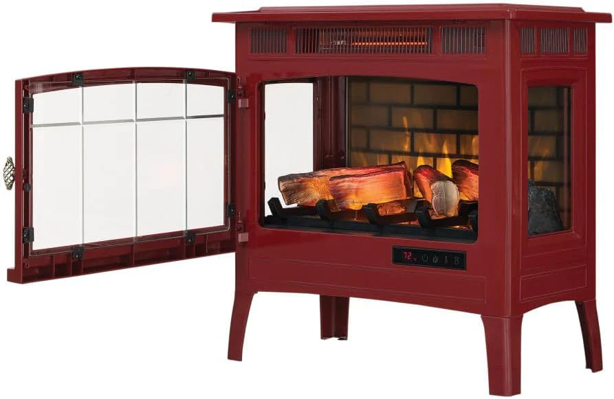 Freestanding Electric Fireplace Stove Heater with 3D Flame Effect for 1,000 Sq. Ft