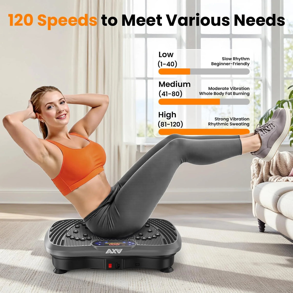 AXV Vibration Plate Fitness Platform Trainer Suitable for men and women to lose weight and burn fat at the gym