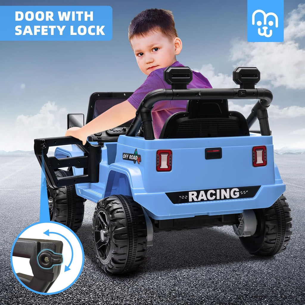 12V Kids Electric Ride on Truck Car Remote Control, Twin 35W Motors 3.5MPH Max Speed, Bluetooth USB Music Player, 4 Wheels Suspension LED Lights Safety Belt, Gift for Boy & Girl-Rosy