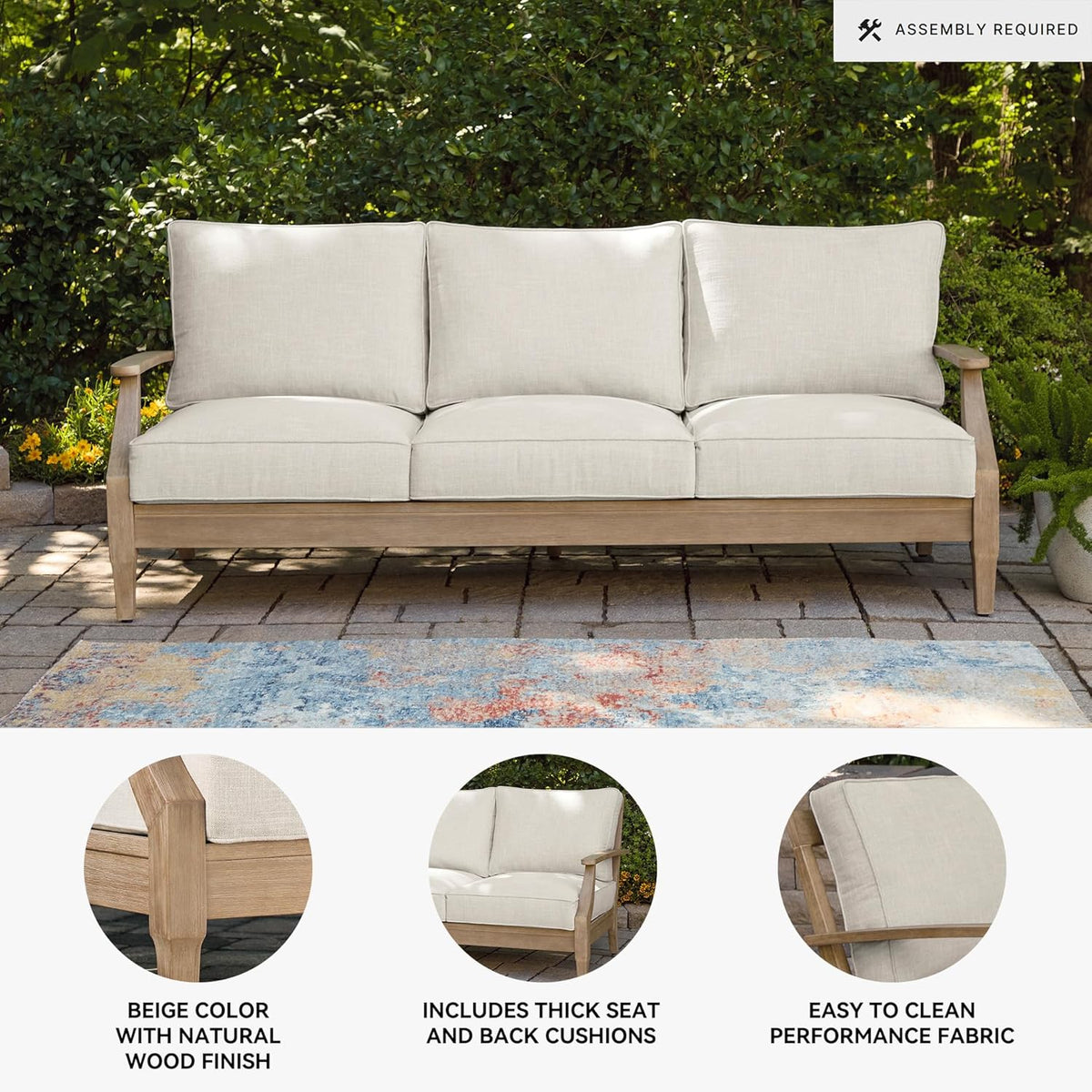 Coastal view outdoor terrace eucalyptus sofa