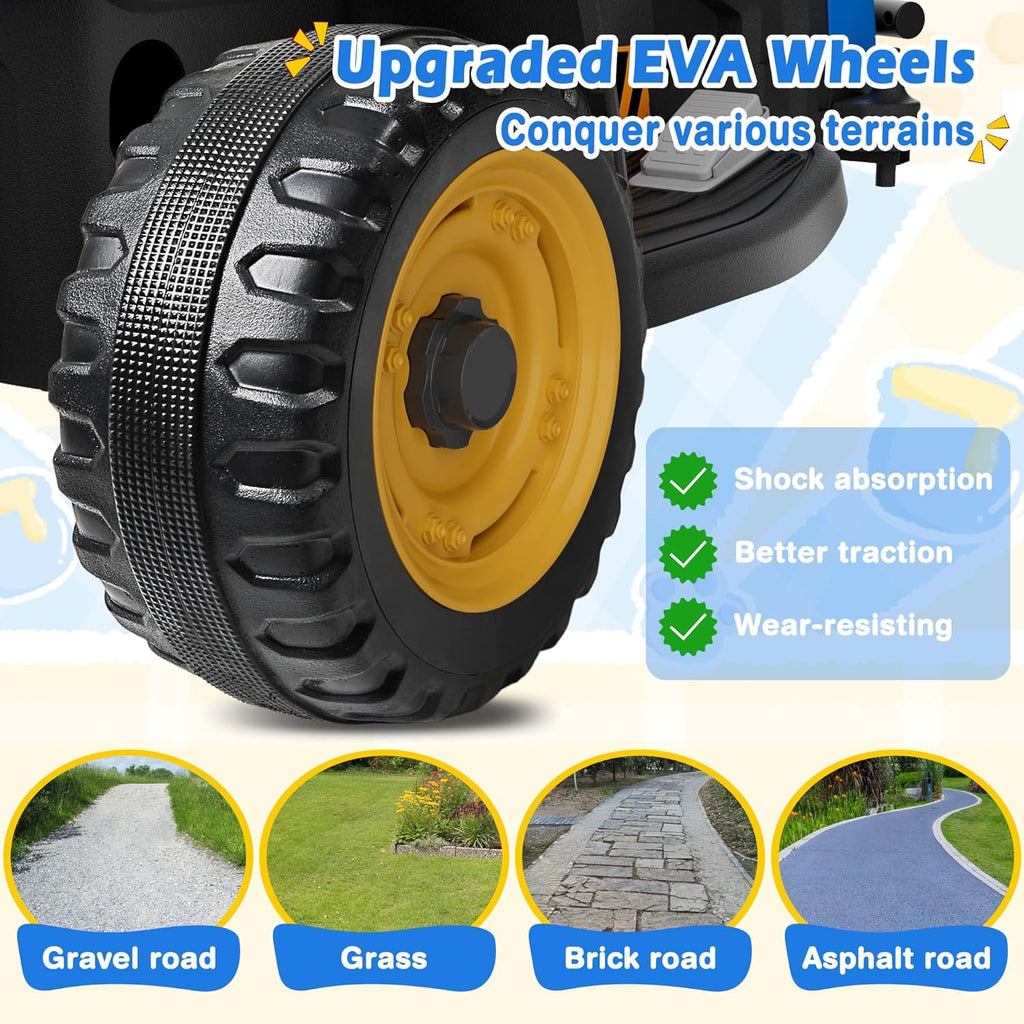 24V Ride On Tractor w/Tiltable & Detachable Trailer, 2x65W Motors, EVA Tires, Remote Control, Bluetooth, Shifter, Music, Electric Car for Kids, Green
