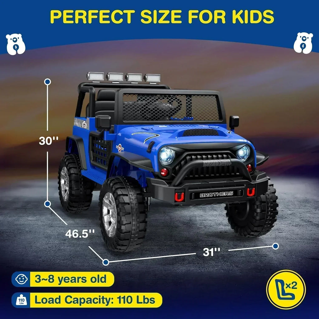L8 Ride On Car 2 Seater 12V Kids Electric Car Remote Control 4-Wheel Suspension Bluetooth Speaker