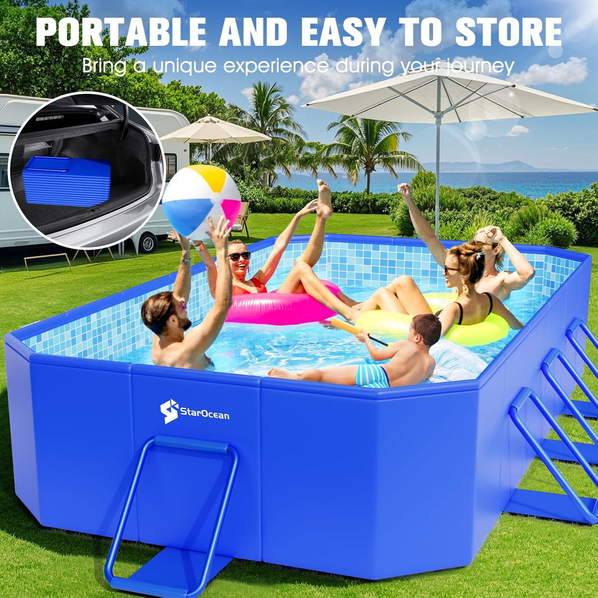 Foldable Pool Large Non-Inflatable Swimming Pool Kids Adult Collapsible Pools Hard Plastic Shell