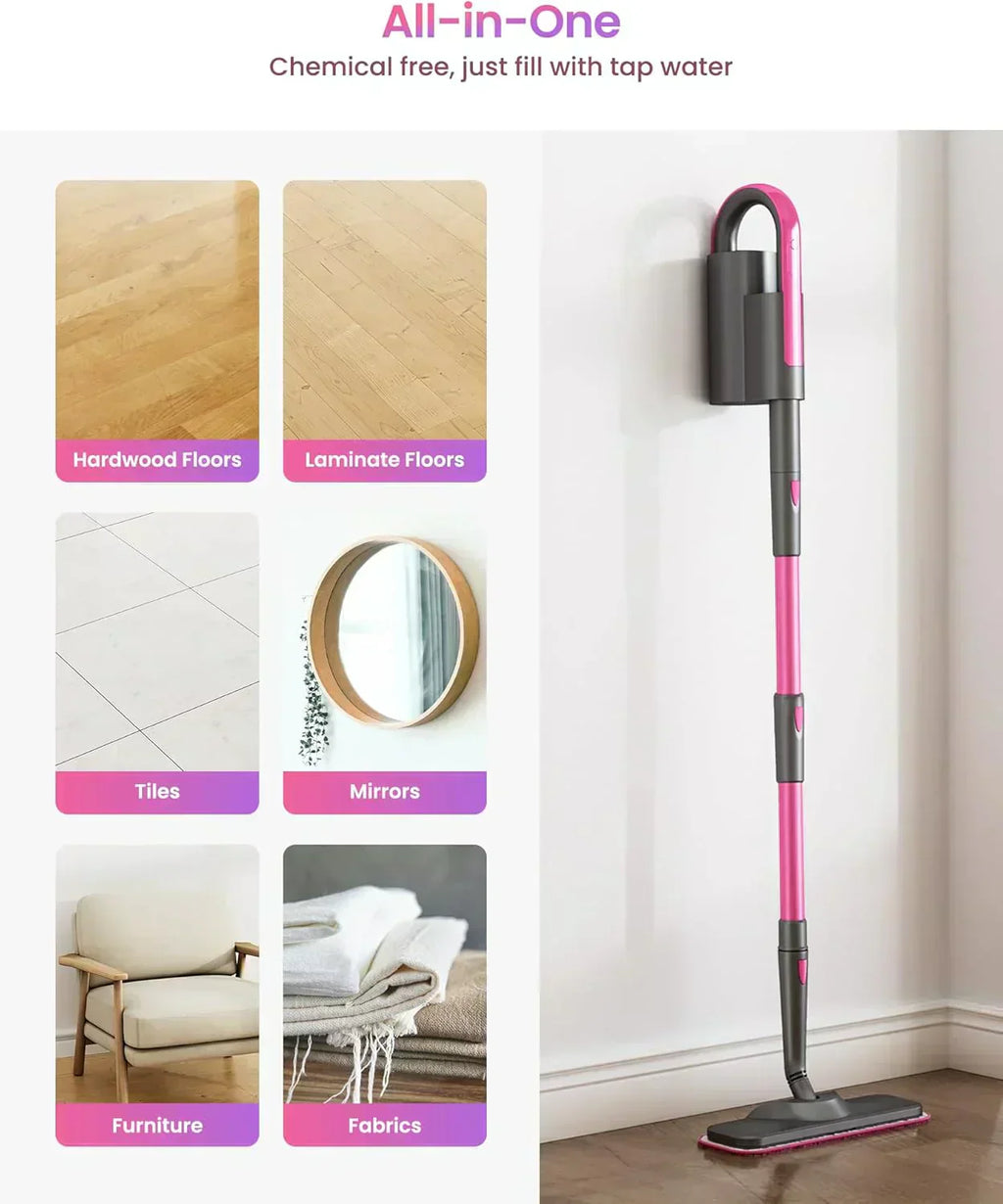 7-in-1 Steam Mop Dual-Rod Design with Detachable Handheld Steamer for Walls Grouts Hard Floors