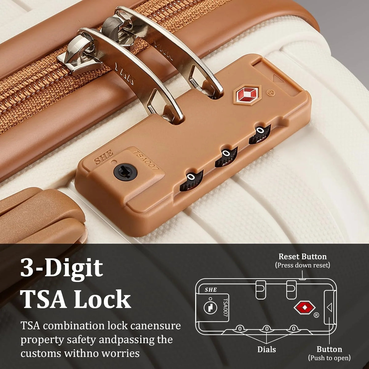 5-piece PP hardshell lightweight travel carry-on luggage set with dual spinner wheels and TSA lock