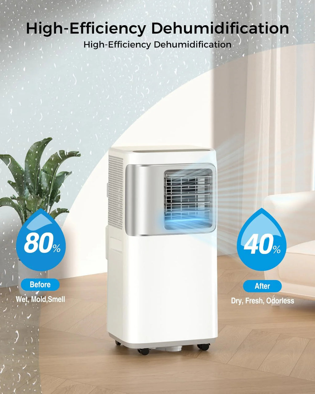 Portable-Air-Conditioners-16,000-Btu - AC Unit 5 in 1 Wifi Smart Air Conditioner with APP, Fan & Dehumidifier, Remote, 24H, Window Kits Included Drainage-free Cooling for Large Room Indoor