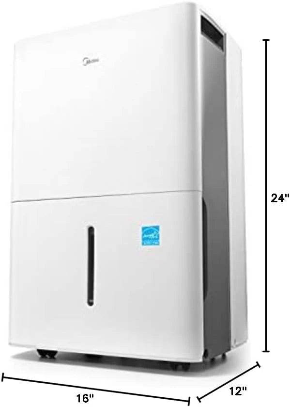 Midea 4,500 Sq. Ft. Dehumidifier With Pump Included, Energy Star Certified, 50 Pint - Ideal For Basements, Large & Medium Sized Rooms, And Bathrooms (White)