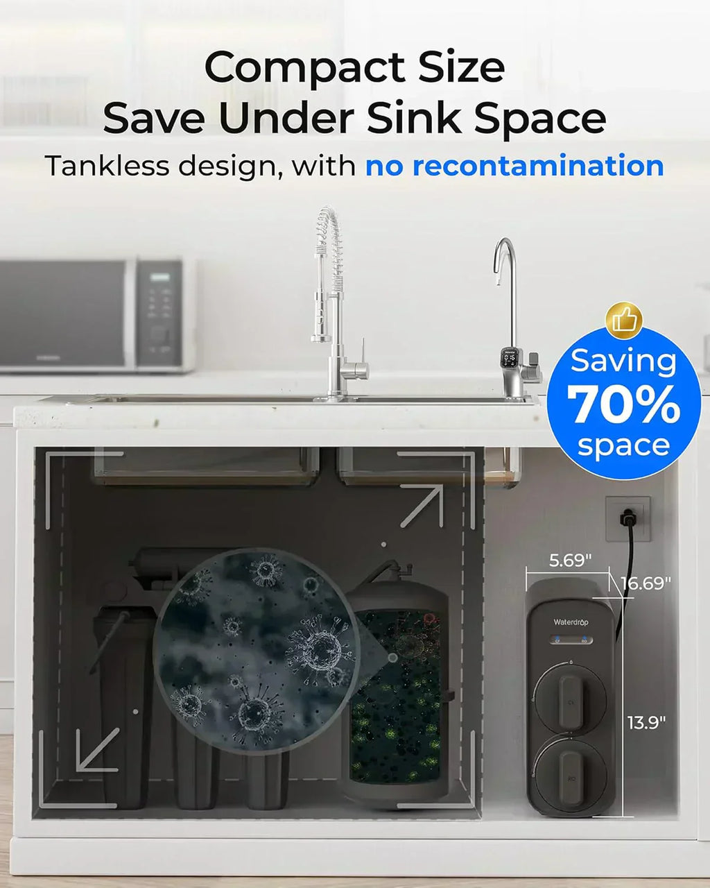 WaterDrop G5P700 reverse osmosis water filter 700G fast flow reverse osmosis system