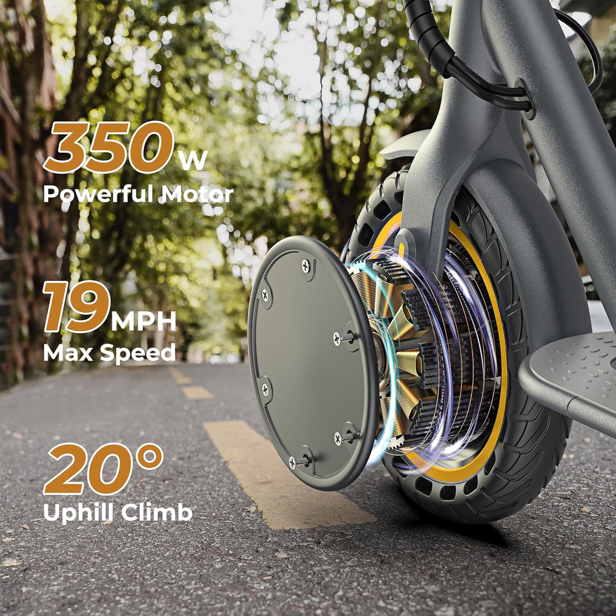 Electric Scooter, 350W/500W Motor, Top Speed 19/22 mph, Max 16/23/28Miles Ranges, Foldable E Scooter for Adults