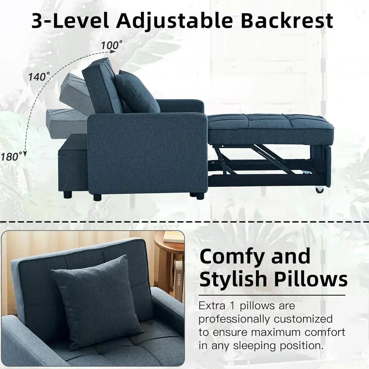 Sofa Bed Chair Convertible Sleeper Sofa with Pull-Out Bed