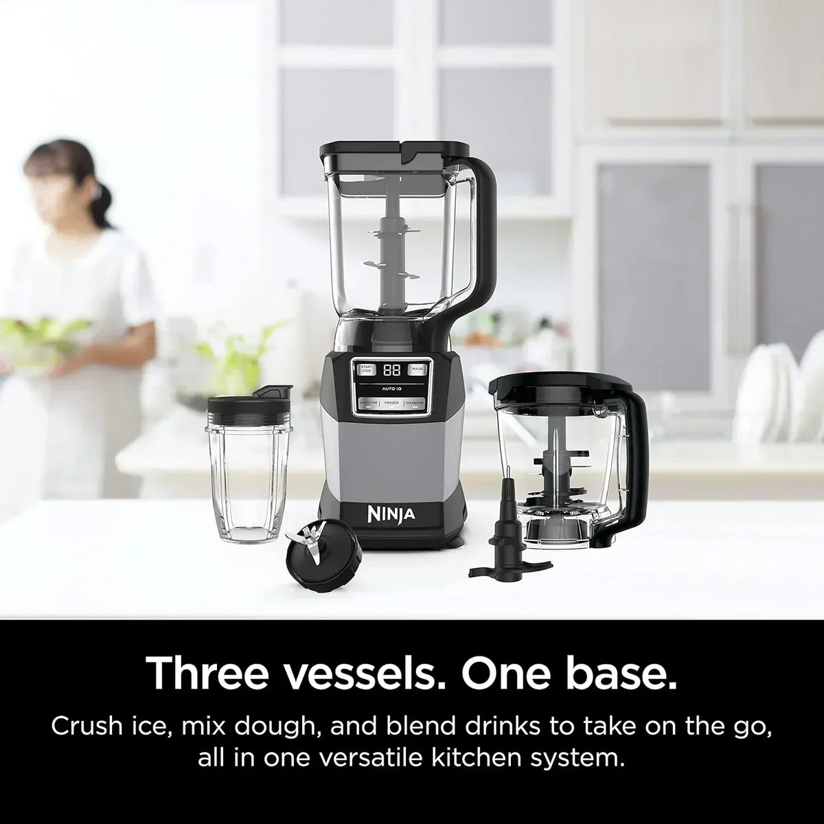 Ninja Blender Compact Kitchen System for Smoothies Doughs and Frozen Drinks with Auto-IQ