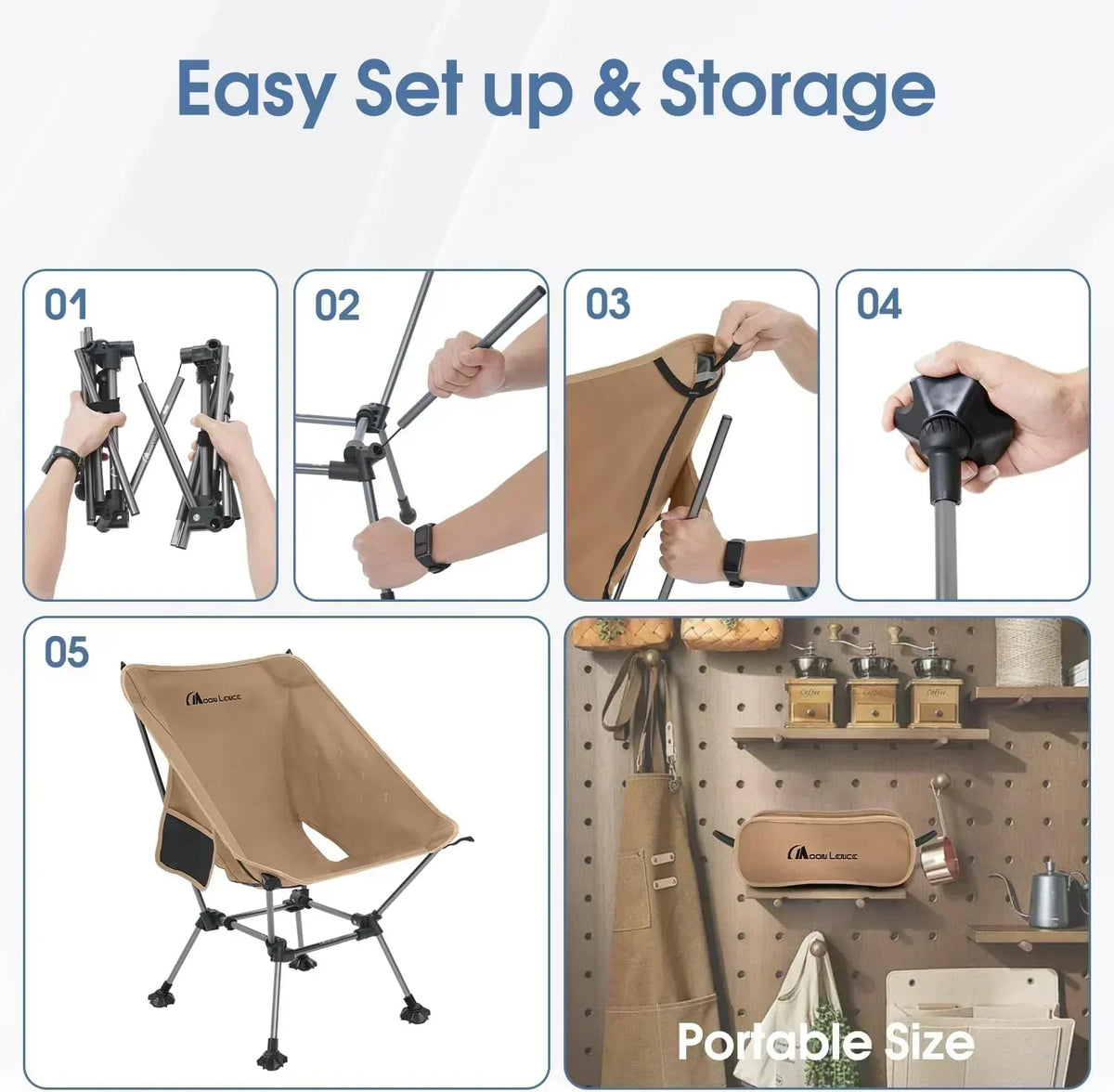 Portable Camping Chair Plus Folding Chair for Backpacking and Hiking