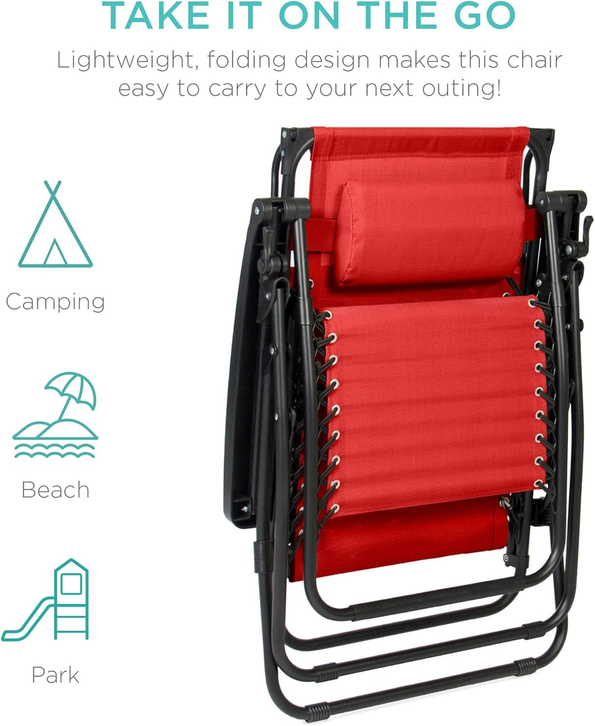 Best Choice Products Folding Zero Gravity Outdoor Recliner Patio Lounge Chair w/Adjustable Canopy Shade, Headrest, Side Accessory Tray, Textilene Mesh - Peacock Blue