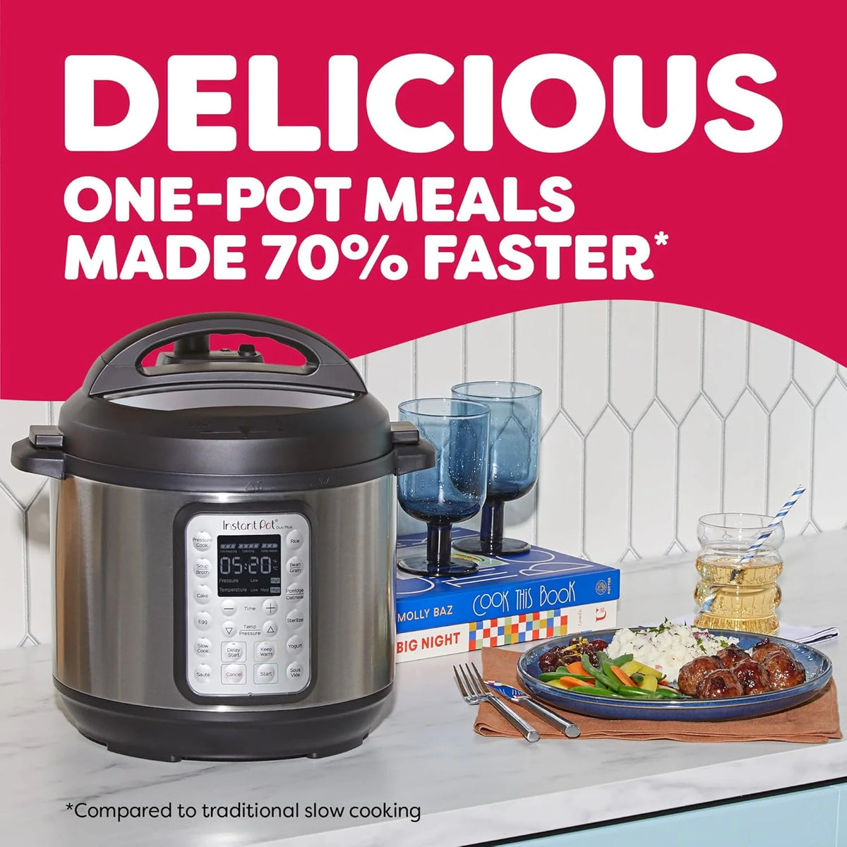 9-in-1 Multicooker, Pressure Cooker, Slow Cook, Rice Maker, Steamer, Sauté, Yogurt, Warmer & Sterilizer, Includes App With Over 800 Recipes, Stainless Steel, 6 Quarts