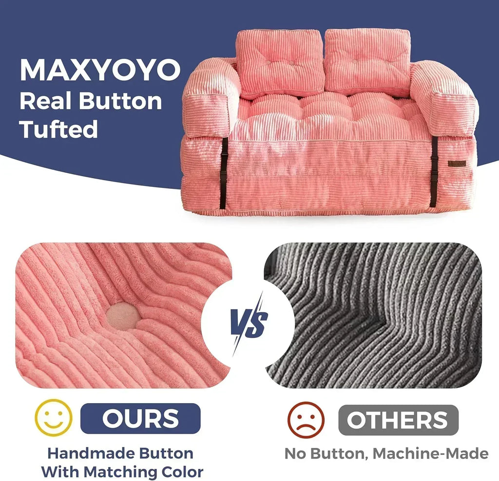 Folding Sofa Bed L-Shaped Convertible Sofa Bed with Armrests and Pillows