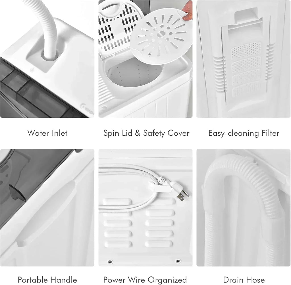 COSTWAY Double Tub 26 lb Capacity Laundry 18 lb 8 lb Spin Combo Drain Pump Washing Machine