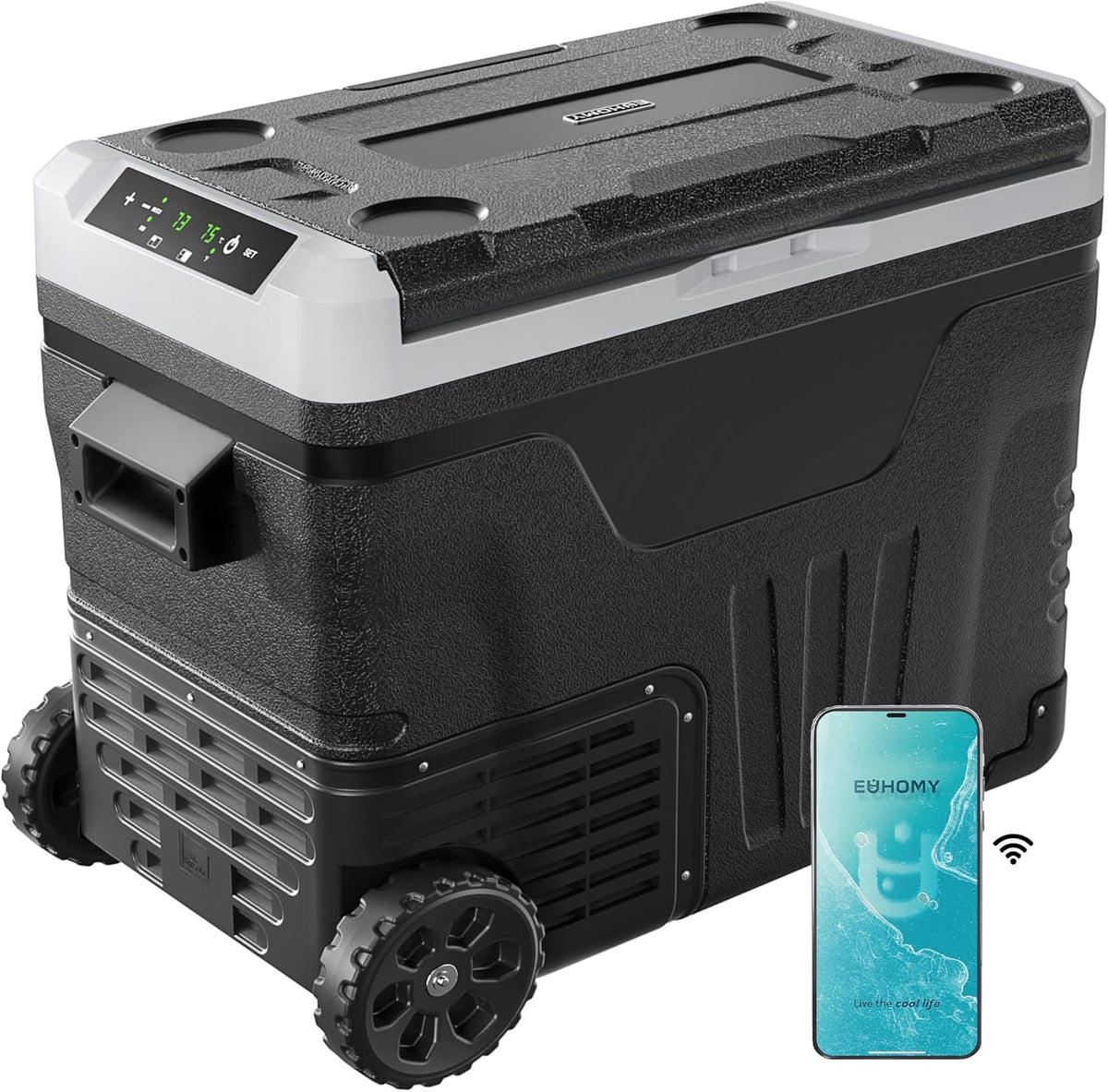 EUHOMY 12 Volt Refrigerator 53QT(50L) Electric Cooler Portable Freezer 12V/24V DC