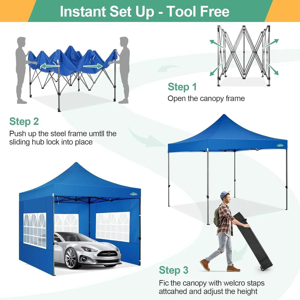 COBIZI 10x20 Heavy Duty Pop up Canopy Tent 6 sidewalls Commercial Canopy Wedding Party Tents