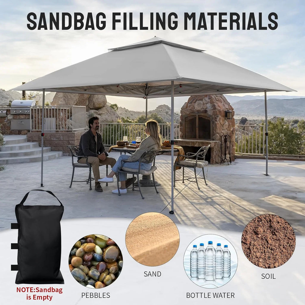 CROWN SHADES 13x13 Pop Up Gazebo, Canopy Tent, Gazebos on Clearance - Outdoor Gazebo for Backyard & Patio Furniture - Carpa Pop Up Tent with Wheeled STO-N-Go Cover Bag (White)