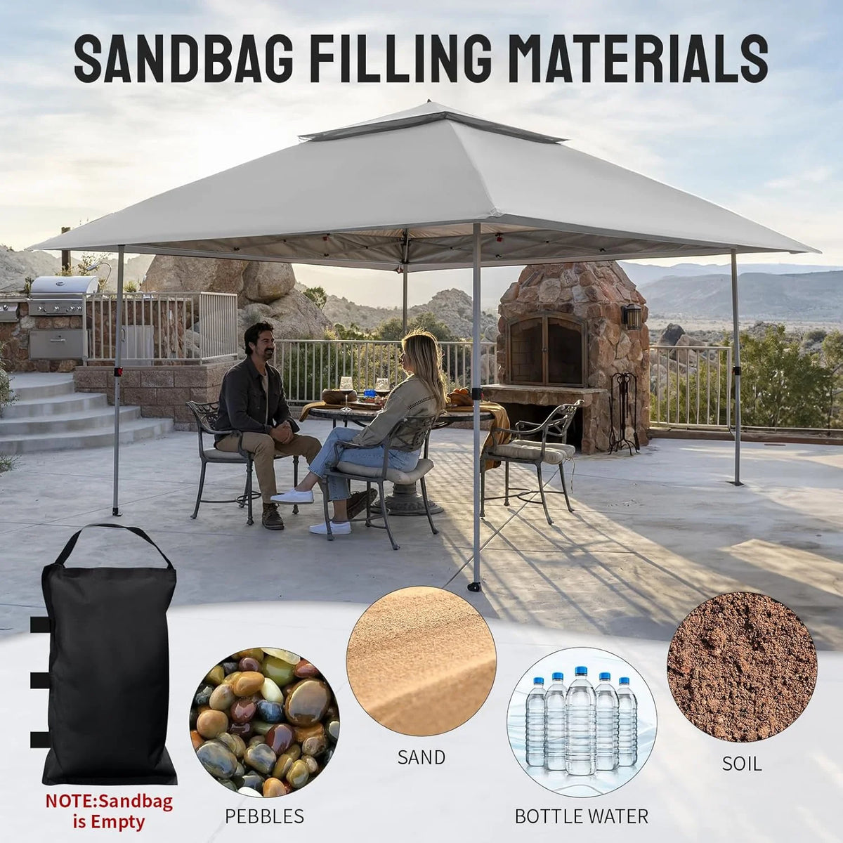 CROWN SHADES 13x13 Pop Up Gazebo, Canopy Tent, Gazebos on Clearance - Outdoor Gazebo for Backyard & Patio Furniture - Carpa Pop Up Tent with Wheeled STO-N-Go Cover Bag (White)
