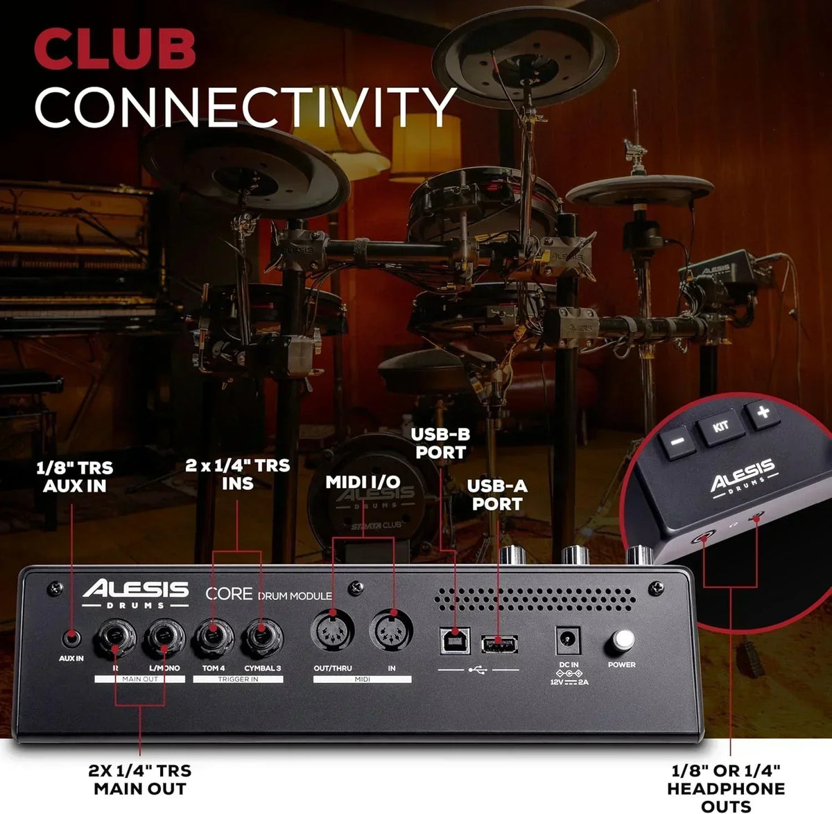Alison Strata Prime Electronic Drum Set with Touch Screen Dual Area Grid Head