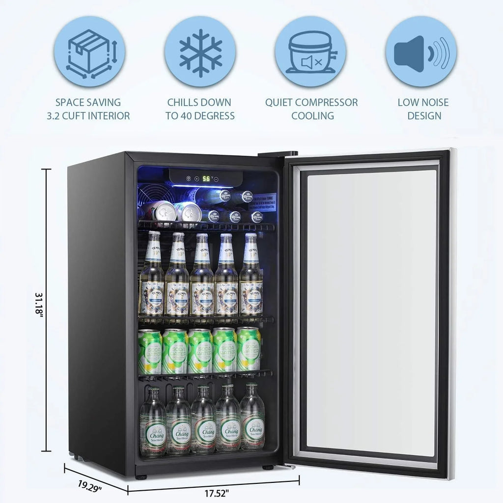 Antarctic Star Beverage Refrigerator Cooler 68 Can, Mini Fridge with Glass Door for Beer Drinks Wine,Freestanding Small Fridge with Electronic Temperature Control for Home and Bar,1.7 cu.ft