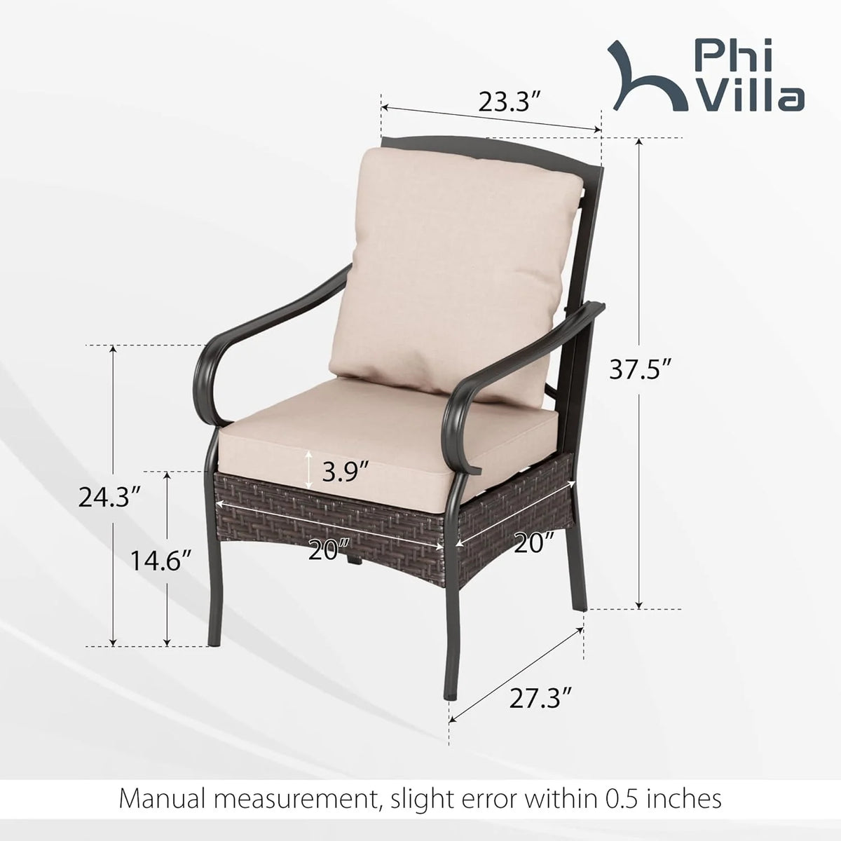 PHI VILLA 6-Piece Outdoor Dining Sets, All-Weather Patio Table and Chairs Set with Umbrella for 4, Heavy Duty Patio Round Table Set for Deck, 4 Extra Large Outdoor Swivel Chairs with Thick Cushions